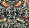 William Morris Fabric - Strawberry Thief - Ebony Black - Cotton Fabric