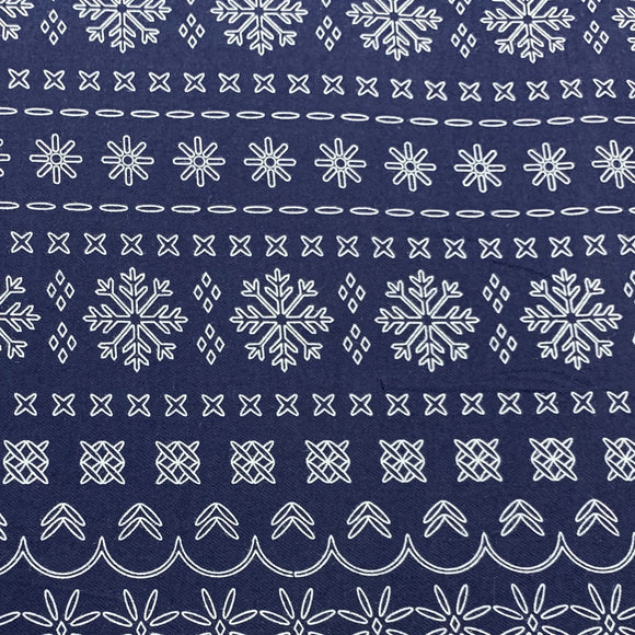Cotton Fabric ~ White Snowflake ~NAVY BLUE ~ 100% Cotton Fabric