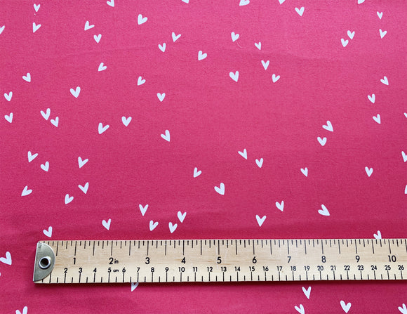 Valentine's Cotton Fabric ~ WHITE LOVE HEARTS on RED ~ 100% Cotton Fabric