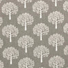 Upholstery Fabric - Cotton Rich Linen Look Material - Cream Mulberry Trees on Dove Grey