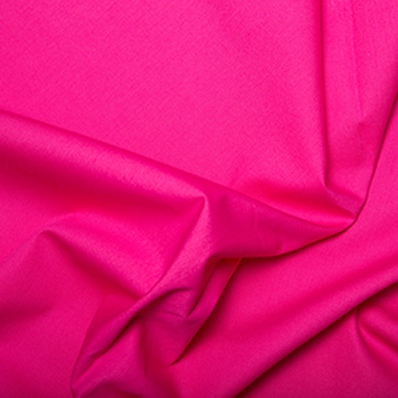 100% Cotton Poplin Fabric - Plain CERISE PINK - Craft Fabric Material