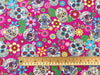 Halloween Fabric - Day of the Dead Sugar Skull Print - PINK - 100% Cotton