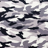 100% Cotton Poplin Fabric - Grey Arctic Camo Print
