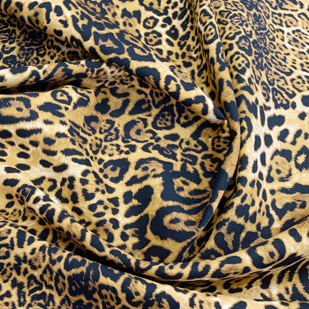 100% Cotton Poplin Fabric - Leopard Animal Print - Craft Fabric Material