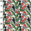 100% Cotton - Toucan Birds, Tropical Hibiscus Flowers & Palm Leaves on White - Quality Cotton Craft Fabric Material