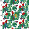 100% Cotton - Parrots Macaws Birds, Tropical Hibiscus Flowers & Palm Leaves on White - Quality Cotton Craft Fabric Material