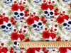 Halloween Fabric - Skulls & Roses Print - IVORY - 100% Cotton