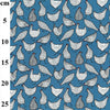 Cotton Fabric - Chicken Hens Bird Print on Copen Blue - Craft Fabric Material