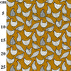 Cotton Fabric - Chicken Hens Bird Print on Ochre Yellow - Craft Fabric Material