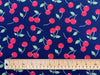 100% Cotton Poplin - Red Cherries on Navy Blue (CP0866NAV)