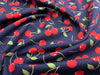 100% Cotton Poplin - Red Cherries on Navy Blue (CP0866NAV)
