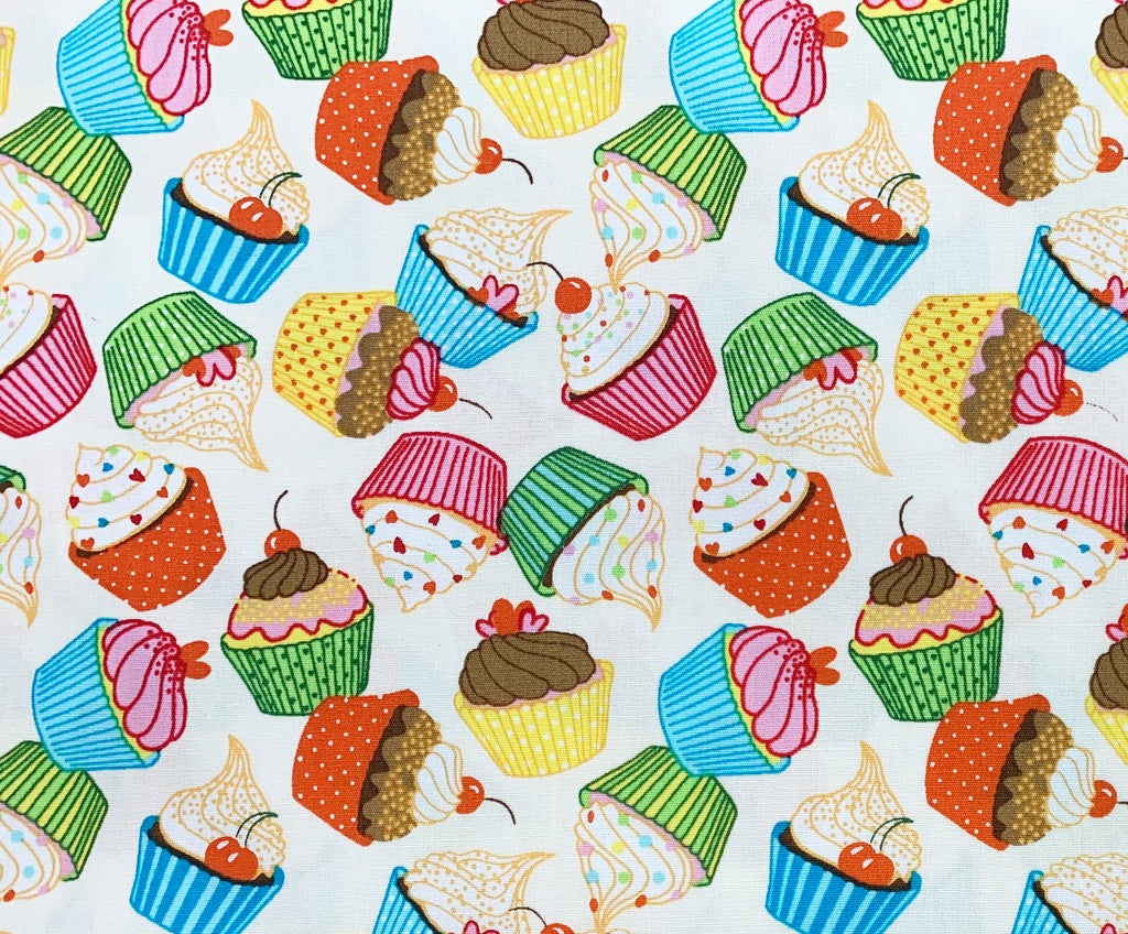 100% Cotton Poplin - Cute Cupcakes Print on Cream (CP0874CRE)