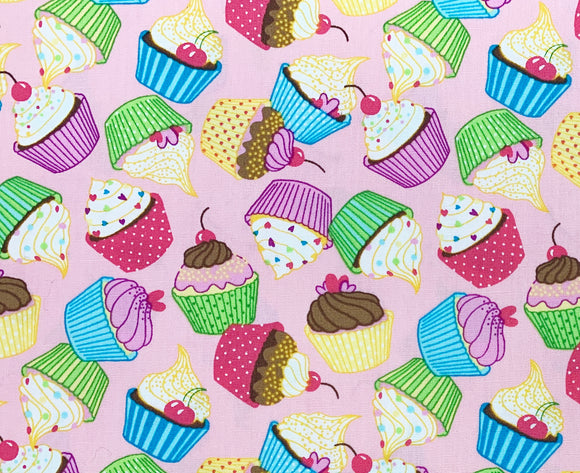 100% Cotton Poplin - Cute Cupcakes Print on Pink (CP0874PIN)