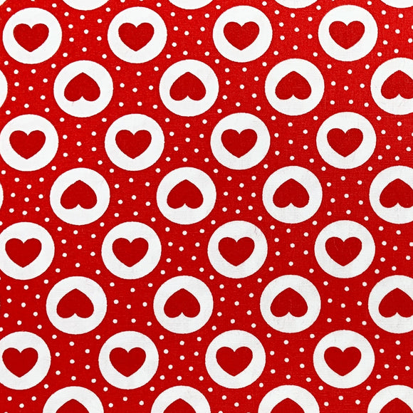 100% Cotton Poplin - Red Love Hearts on Red (CP0883RED)
