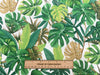Cotton Poplin Fabric - Green Tropical Palm Leaf on Ivory