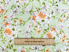 Cotton Poplin Fabric - Orange & White Daisy Floral on Meadow Green