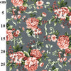 Cotton Poplin Fabric - Pink Roses on Silver Grey