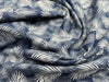 Cotton Poplin Fabric - Feather Leaf Print on Navy Blue