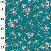 Cotton Poplin Fabric - Rose Pink Floral on Teal Green