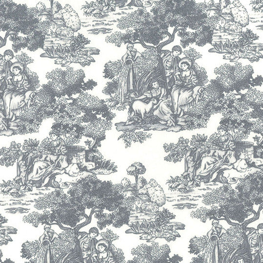 Cotton Fabric - Grey & White Willow China Print