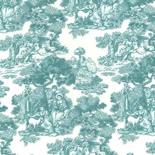 Cotton Fabric - Teal & White Willow China Print