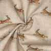 Upholstery Fabric - Cotton Rich Linen Look Material - Leaping Hares
