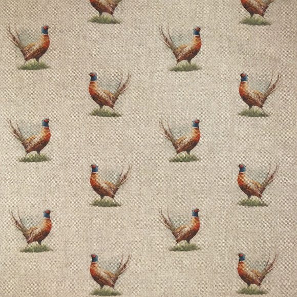 Upholstery Fabric - Cotton Rich Linen Look Material - Pheasant