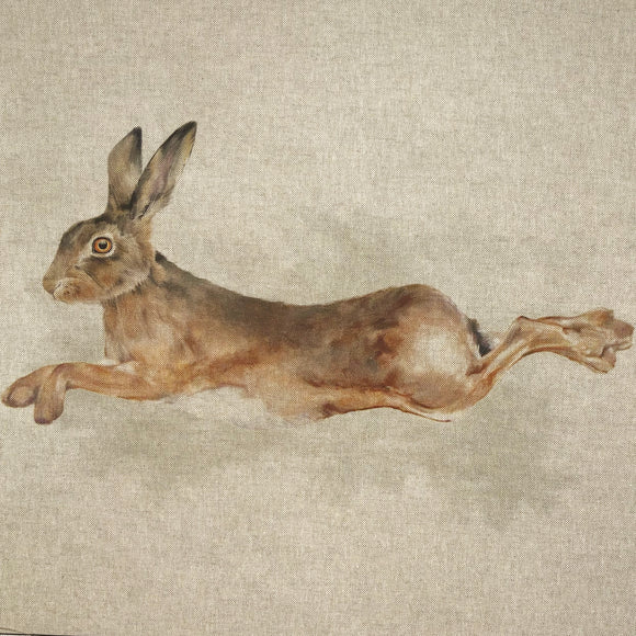Upholstery Fabric - Cotton Rich Linen Look Material - Panels - Cushion - Wall Art - Leaping Hares