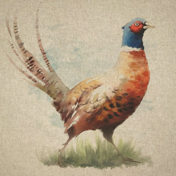 Upholstery Fabric - Cotton Rich Linen Look Material - Panels - Cushion - Wall Art - Pheasant