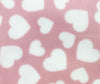 Anti-Pil Super Soft Printed Fleece Fabric - Pink & White Love Heart Print Fleece