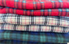 Soft Fleece Fabric - Beige Black & Red Tartan Check - 60" wide