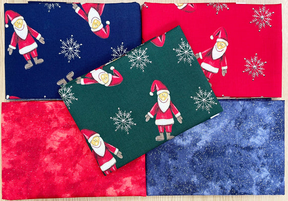 Fat Quarter Bundle - Cute Santa & Sparkle Blender Christmas Mix