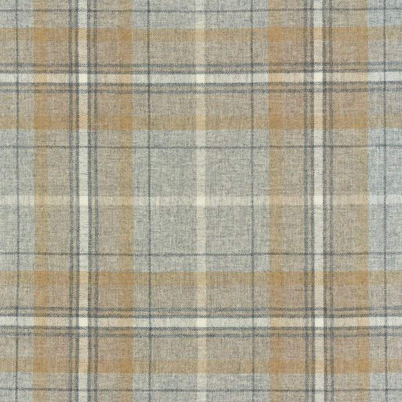 Upholstery Fabric Grampian Faux Wool Curtain Cushion Material - Beige Grey Neutrals Tartan Check