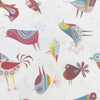 100% Cotton - Cute Multicolour Birds on White