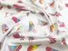 100% Cotton - Cute Multicolour Birds on White