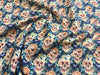 Halloween Fabric - Skulls in Hats & Flowers on Navy Blue - 100% Cotton