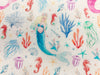 Childrens Fabrics ~ Mermaid Seahorses Jellyfish & Starfish Print  ~ 100% Craft Cotton Prints
