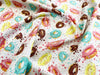 100% Cotton - Children's Fabric- Colourful Donuts & Sprinkles on White  - 60" wide