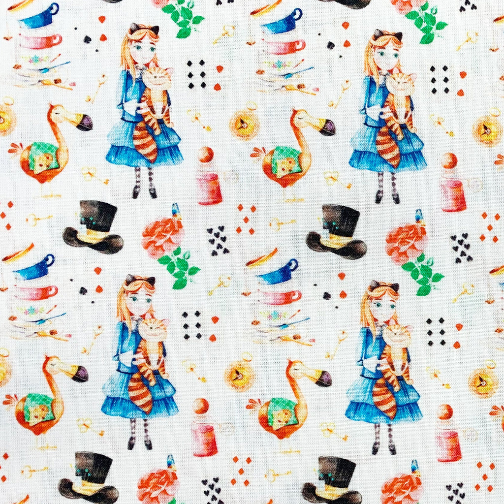 100% Cotton - Children's Fabric- Alice In Wonderland - Cheshire Cat -60" wide