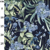 Cotton Canvas Fabric - Beautiful Flowers Birds & Dragonflies on Navy Blue