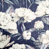 Cotton Canvas Fabric - Beautiful White Flowers on Navy Blue