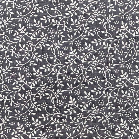 Cotton Fabric - Grey & White Floral Vine - Blender Craft Fabric