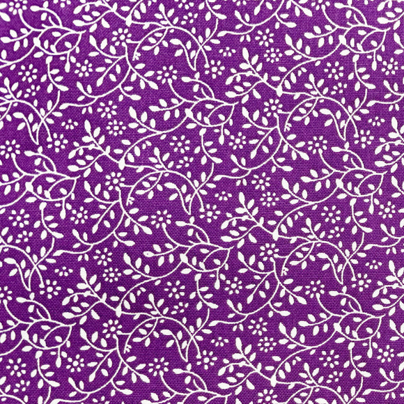 Cotton Fabric - Purple & White Floral Vine - Blender Craft Fabric