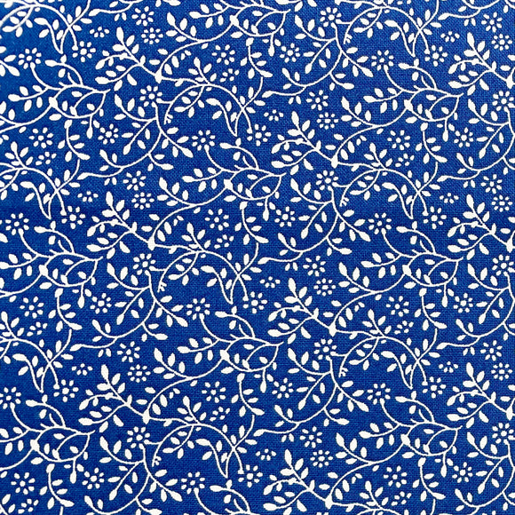 Cotton Fabric - Riviera Blue & White Floral Vine - Blender Craft Fabric