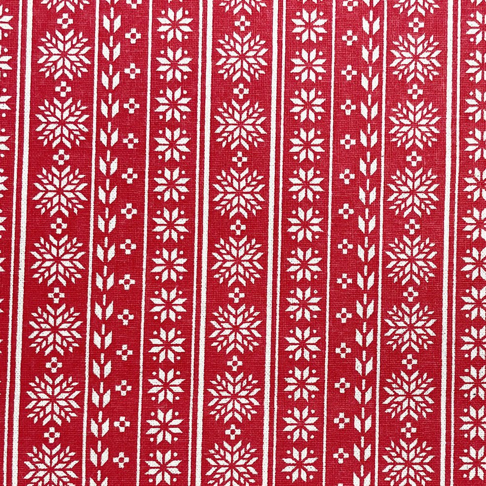 Christmas Fabric - Scandi Snowflakes on Red - 100% Cotton Fabric