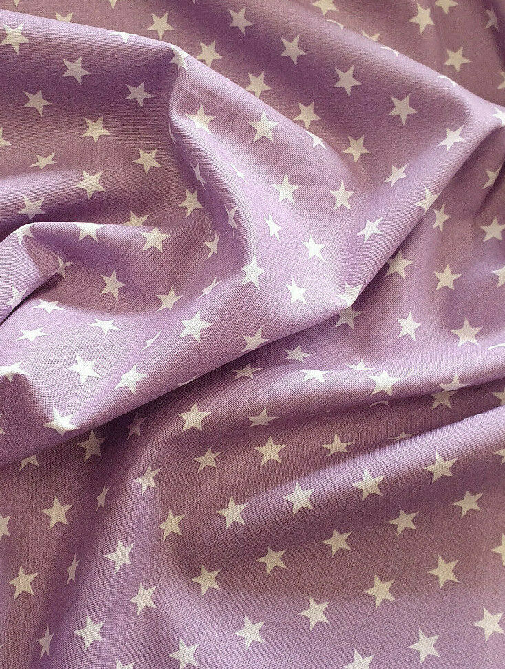 Craft Cotton Fabrics ~ White Stars on Lilac ~ 57" - 145 cm 100% Cotton Prints