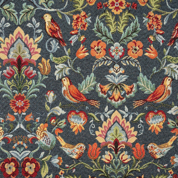 Upholstery Fabric - New World Tapestry - William Morris Strawberry Thief - Denim Blue