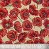 Upholstery Fabric - New World Tapestry - Red Poppies on Natural Background