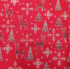 Christmas Fabric ~ Reindeers & Christmas Trees on Red ~ Cotton Prints