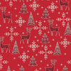 Christmas Fabric ~ Reindeers & Christmas Trees on Red ~ Cotton Prints